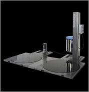 LPSW Dual Turntable forklift and pallet jack accessible turntable for shrink wrapping and pallet wrapping